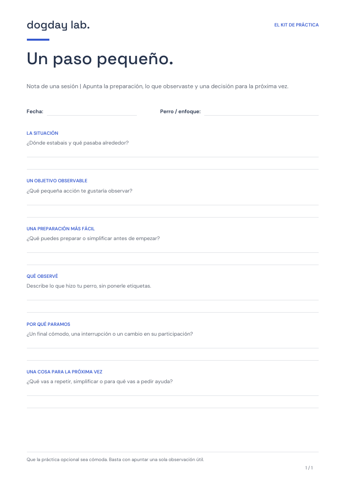 Vista previa de la nota de una sesión imprimible