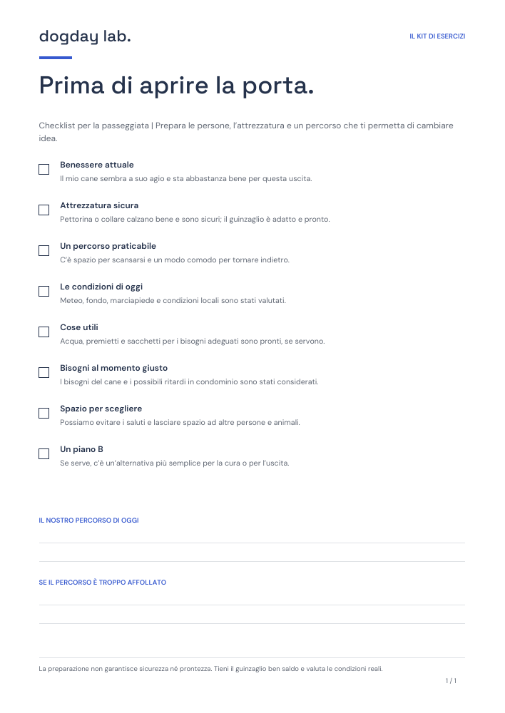 Anteprima della checklist per la passeggiata da stampare